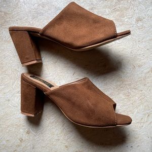 Tan Suede Mules